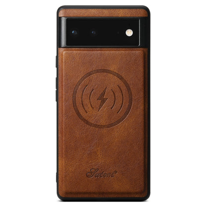 For Google Pixel 6a Suteni H15 Oil Eax Leather Detachable Wallet Back Phone Case(Brown) - Google Cases by Suteni | Online Shopping South Africa | PMC Jewellery | Buy Now Pay Later Mobicred