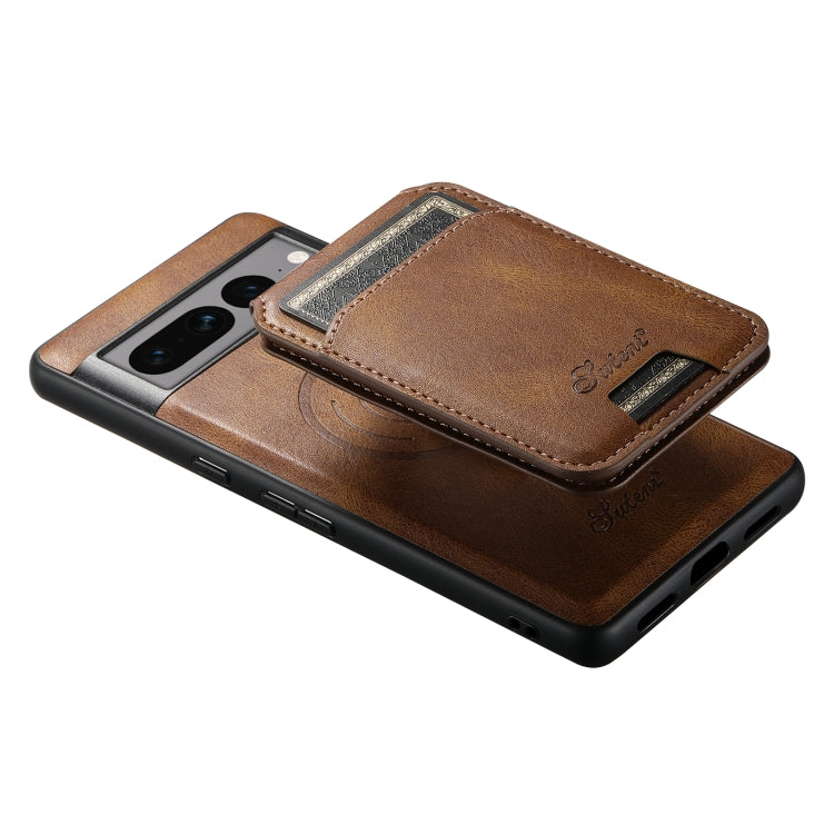 For Google Pixel 8a Suteni H15 Oil Eax Leather Detachable Wallet Back Phone Case(Brown) - Google Cases by Suteni | Online Shopping South Africa | PMC Jewellery | Buy Now Pay Later Mobicred