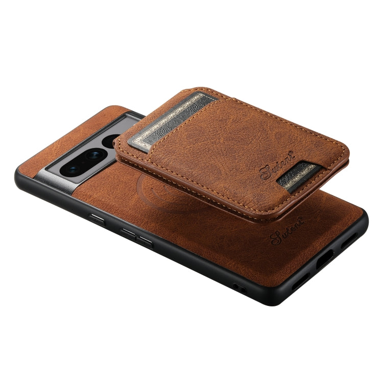 For Google Pixel 7a Suteni H16 Litchi Texture Leather Detachable Wallet Back Phone Case(Khaki) - Google Cases by Suteni | Online Shopping South Africa | PMC TechLife | Buy Now Pay Later Mobicred