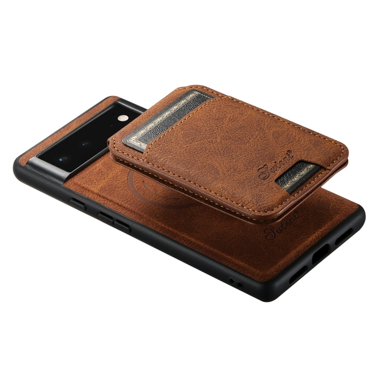 For Google Pixel 6 Pro Suteni H16 Litchi Texture Leather Detachable Wallet Back Phone Case(Brown) - Google Cases by Suteni | Online Shopping South Africa | PMC TechLife | Buy Now Pay Later Mobicred
