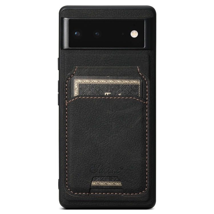 For Google Pixel 6 Suteni H16 Litchi Texture Leather Detachable Wallet Back Phone Case(Black) - Google Cases by Suteni | Online Shopping South Africa | PMC TechLife | Buy Now Pay Later Mobicred