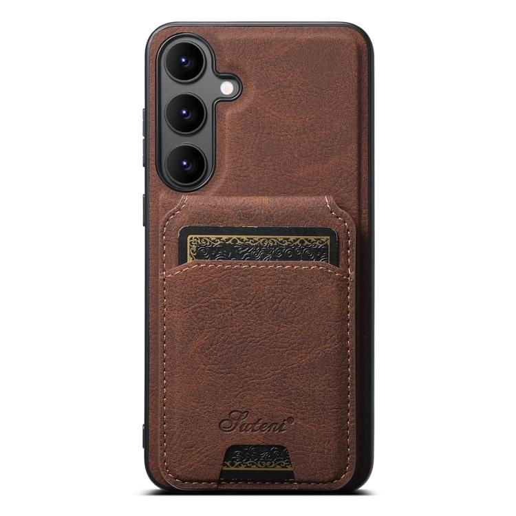 For Samsung Galaxy S25 5G Suteni H16 Litchi Texture Leather Detachable Wallet Back Phone Case(Brown) - Galaxy S25 5G Cases by Suteni | Online Shopping South Africa | PMC Jewellery | Buy Now Pay Later Mobicred