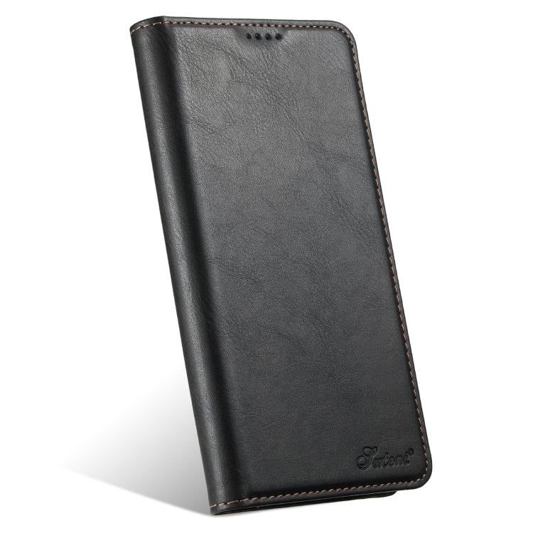 For iPhone 16 Suteni J02 Oil Wax Wallet Leather Phone Case(Black) - iPhone 16 Cases by Suteni | Online Shopping South Africa | PMC Jewellery | Buy Now Pay Later Mobicred