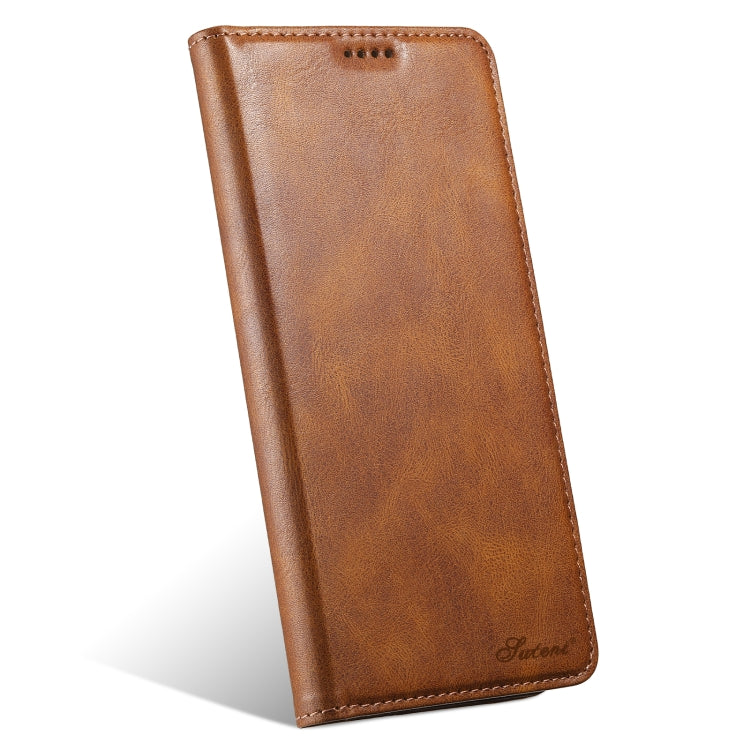 For iPhone 16 Suteni J02 Oil Wax Wallet Leather Phone Case(Brown) - iPhone 16 Cases by Suteni | Online Shopping South Africa | PMC Jewellery | Buy Now Pay Later Mobicred