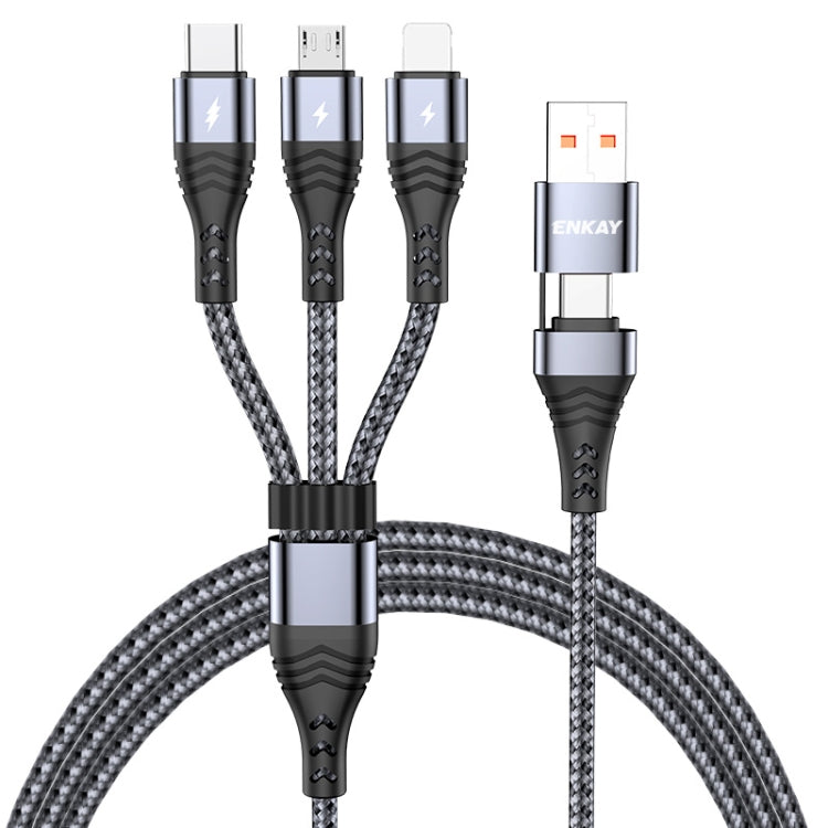 ENKAY 6-in-1 5A USB / Type-C to Type-C / 8 Pin / Micro USB Multifunction Fast Charging Cable, Cable Length:1m(Grey) - free shipping - PMC Jewellery - Order now!