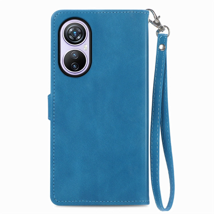 For Blackview A200 Pro Embossed Flower Zipper Leather Phone Case(Blue) - More Brand by PMC TechLife | Online Shopping South Africa | PMC TechLife