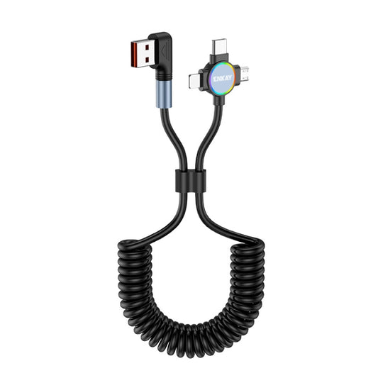 ENKAY 66W Reversible USB to Type-C / 8 Pin / Micro USB Elastic Spring Fast Charging Cable, Length 1.5m(Type B) - Multifunctional Cable by ENKAY | Online Shopping South Africa | PMC Jewellery | Buy Now Pay Later Mobicred