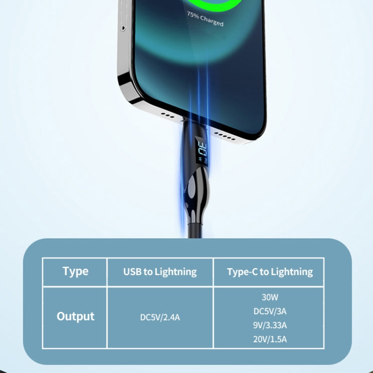 ENKAY PD30W Type-C to 8 Pin Fast Charging Data Silicone Cable with LED Display, Length:1m(Black) - 2 in 1 Cable by ENKAY | Online Shopping South Africa | PMC Jewellery | Buy Now Pay Later Mobicred