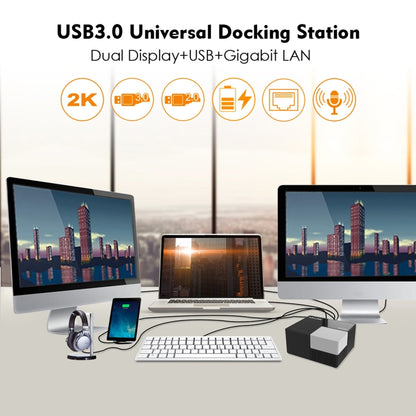 WAVLINK WL-UG39DK3 Fast Charging Gigabit Ethernet Dual Display Video Dock USB 3.0 Hub, Plug:UK Plug -  by WAVLINK | Online Shopping South Africa | PMC Jewellery | Buy Now Pay Later Mobicred