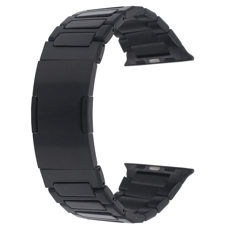 For  Apple Watch Ultra 49mm Stainless Steel H-Shaped Fold Buckle Watch Band(Black) - Watch Bands by PMC Jewellery | Online Shopping South Africa | PMC Jewellery