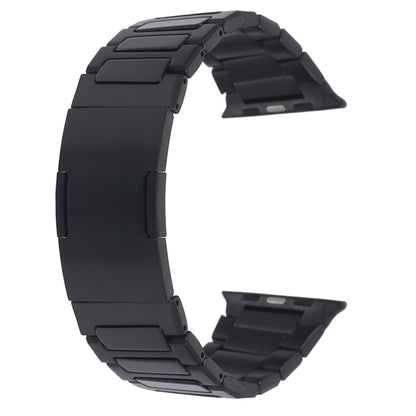 For Apple Watch Series 3 38mm Stainless Steel H-Shaped Fold Buckle Watch Band(Black) - Watch Bands by PMC Jewellery | Online Shopping South Africa | PMC Jewellery