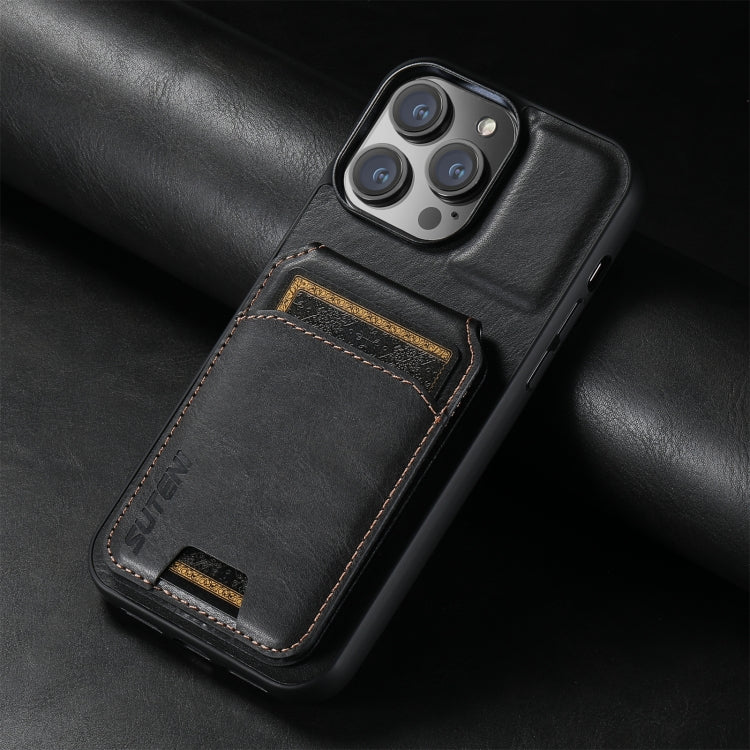 For iPhone 16 Pro Suteni H02 Leather Wallet Stand Back Phone Case(Black) - iPhone 16 Pro Cases by Suteni | Online Shopping South Africa | PMC Jewellery | Buy Now Pay Later Mobicred