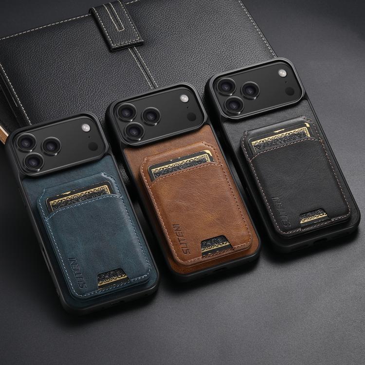 For iPhone 16 Plus Suteni H02 Leather Wallet Stand Back Phone Case(Brown) - free shipping - PMC Jewellery - Order now!