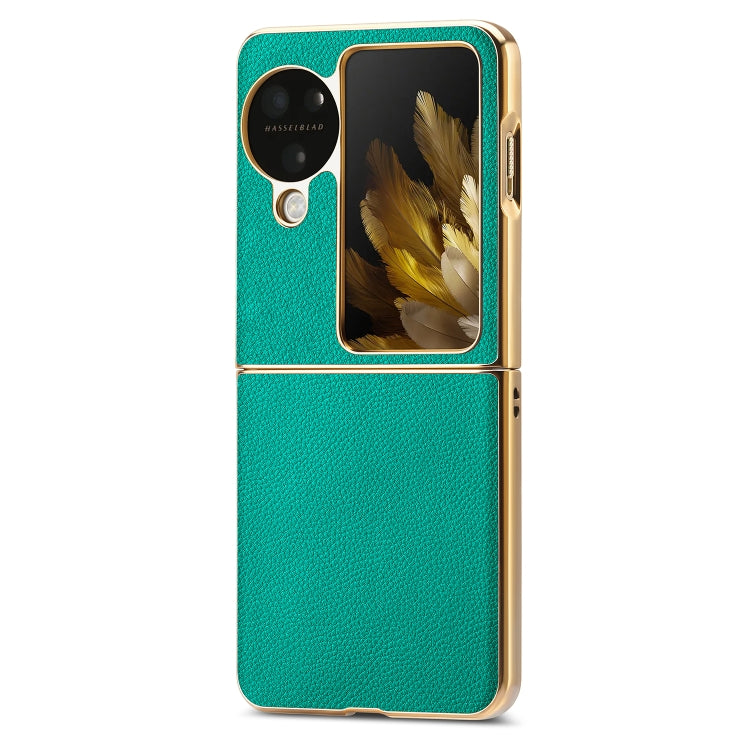 For OPPO Find N3 Flip Litchi Leather Electroplating Shockproof Phone Case(Green) - Find N3 Flip Cases by PMC Jewellery | Online Shopping South Africa | PMC Jewellery | Buy Now Pay Later Mobicred