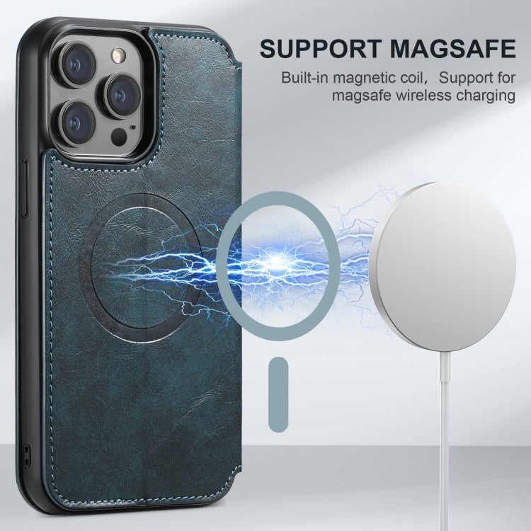 For iPhone 15 Suteni J05 Leather Magnetic MagSafe Phone Case(Blue) - iPhone 15 Cases by Suteni | Online Shopping South Africa | PMC Jewellery | Buy Now Pay Later Mobicred