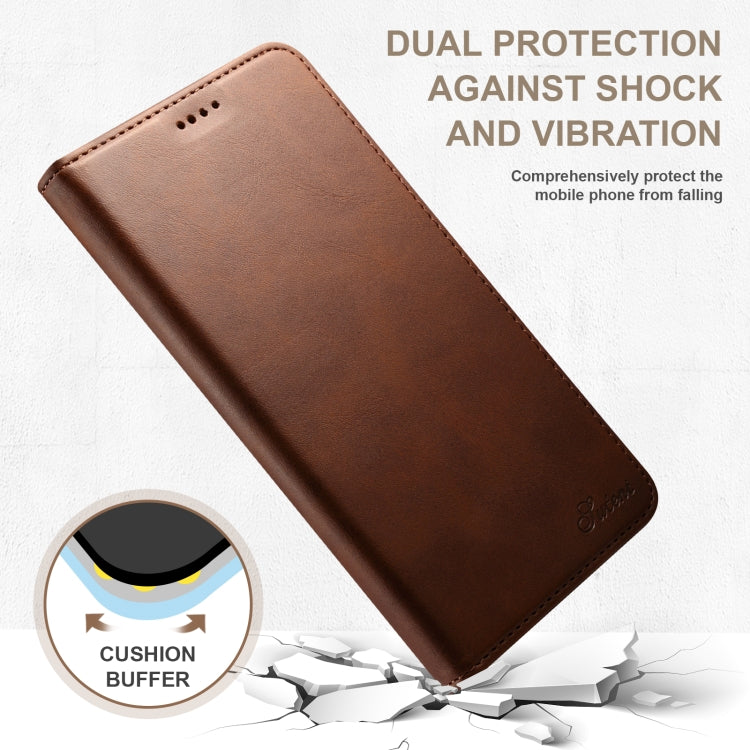 For iPhone 16 Pro Max Suteni Calf Texture Horizontal Flip Leather Phone Case(Brown) - iPhone 16 Pro Max Cases by Suteni | Online Shopping South Africa | PMC Jewellery | Buy Now Pay Later Mobicred