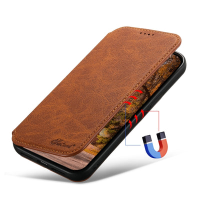 For iPhone 15 Pro Max Suteni J06 Retro Matte Litchi Texture Leather MagSafe Phone Case(Khaki) - iPhone 15 Pro Max Cases by Suteni | Online Shopping South Africa | PMC Jewellery | Buy Now Pay Later Mobicred