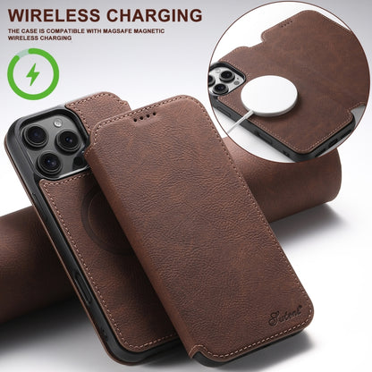 For iPhone 16 Pro Suteni J06 Retro Matte Litchi Texture Leather MagSafe Phone Case(Brown) - iPhone 16 Pro Cases by Suteni | Online Shopping South Africa | PMC Jewellery | Buy Now Pay Later Mobicred