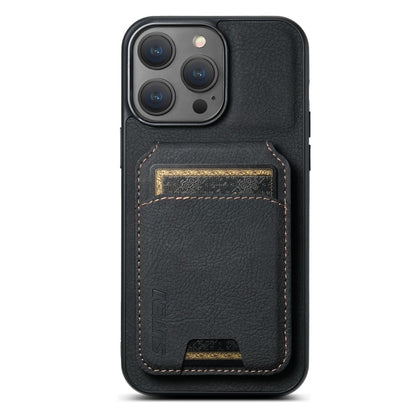 For iPhone 16 Pro Max Suteni H02 Litchi Leather Card Wallet Stand Back Phone Case(Black) - iPhone 16 Pro Max Cases by Suteni | Online Shopping South Africa | PMC Jewellery | Buy Now Pay Later Mobicred