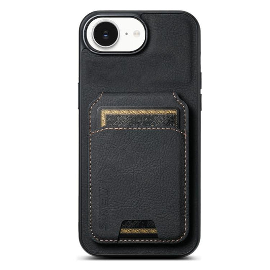 For iPhone 16e Suteni H02 Litchi Leather Card Wallet Stand Back Phone Case(Black) - iPhone 16e Cases by Suteni | Online Shopping South Africa | PMC Jewellery | Buy Now Pay Later Mobicred