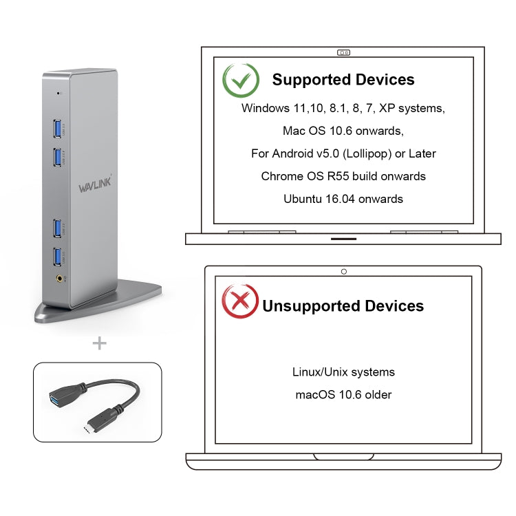 WAVLINK WL-UG39DK7 USB3.0 Hub Adapter Multi-Screen Graphics Card Universal Docking Station, Plug:UK Plug - free shipping - PMC Jewellery - Order now!