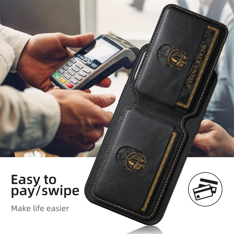 For iPhone 16 Suteni H03 Oil Wax Leather Wallet Stand Back Phone Case(Black) - free shipping - PMC Jewellery - Order now!