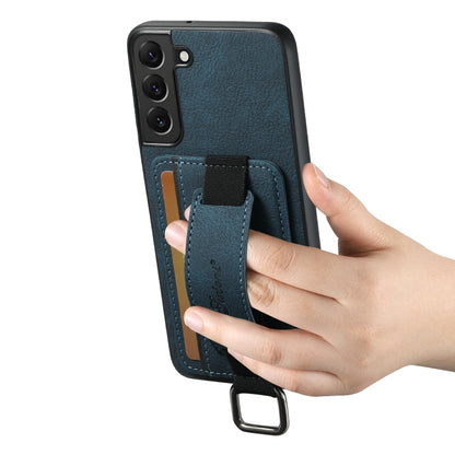 For Samsung Galaxy S24+ 5G Suteni H13 Litchi Leather Wrist Strap Wallet Back Phone Case(Blue) - Galaxy S24+ 5G Cases by Suteni | Online Shopping South Africa | PMC Jewellery | Buy Now Pay Later Mobicred