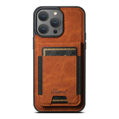 For iPhone 15 Pro Max Suteni H17 Litchi Texture Leather MagSafe Detachable Wallet Phone Case(Khaki) - iPhone 15 Pro Max Cases by Suteni | Online Shopping South Africa | PMC Jewellery | Buy Now Pay Later Mobicred