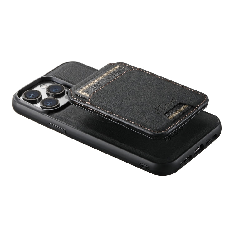 For iPhone 15 Pro Suteni H17 Litchi Texture Leather MagSafe Detachable Wallet Phone Case(Black) - iPhone 15 Pro Cases by Suteni | Online Shopping South Africa | PMC Jewellery | Buy Now Pay Later Mobicred