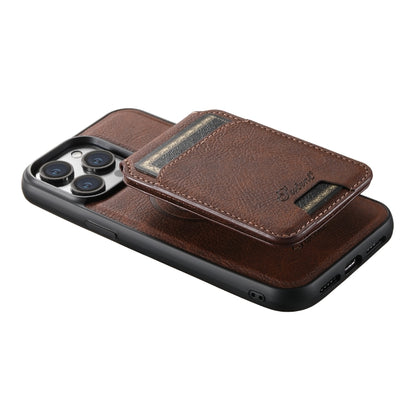 For iPhone 15 Pro Suteni H17 Litchi Texture Leather MagSafe Detachable Wallet Phone Case(Brown) - iPhone 15 Pro Cases by Suteni | Online Shopping South Africa | PMC Jewellery | Buy Now Pay Later Mobicred