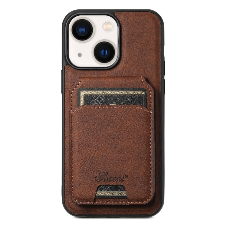 For iPhone 14 Plus Suteni H17 Litchi Texture Leather MagSafe Detachable Wallet Phone Case(Brown) - iPhone 14 Plus Cases by Suteni | Online Shopping South Africa | PMC Jewellery | Buy Now Pay Later Mobicred