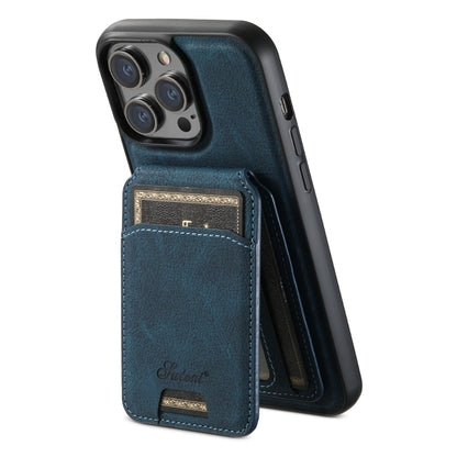 For iPhone 13 Pro Max Suteni H17 Litchi Texture Leather MagSafe Detachable Wallet Phone Case(Blue) - iPhone 13 Pro Max Cases by Suteni | Online Shopping South Africa | PMC Jewellery | Buy Now Pay Later Mobicred