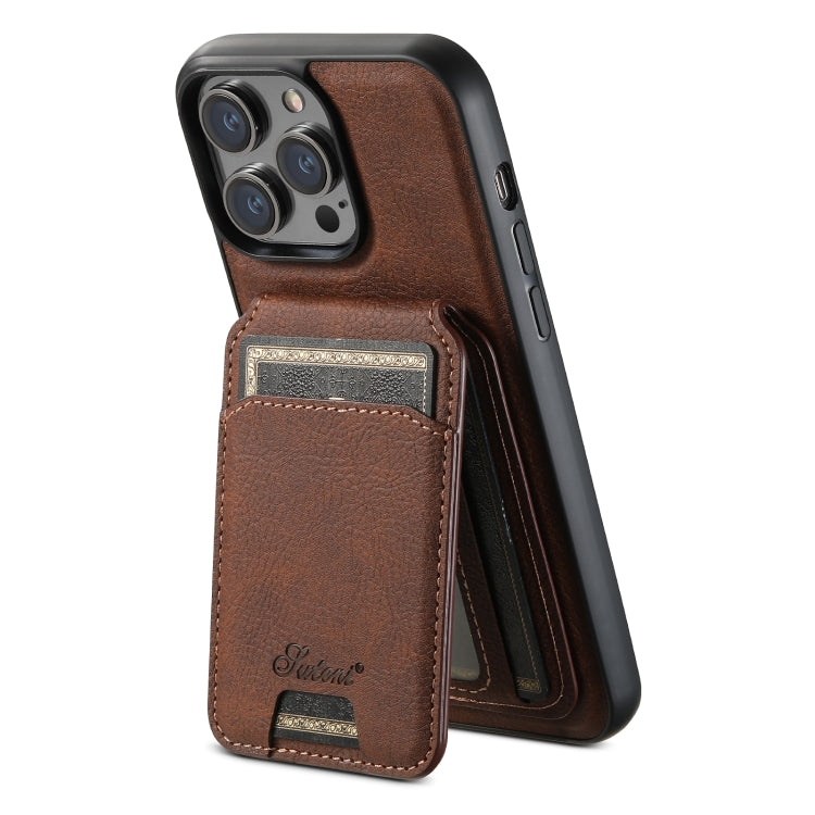 For iPhone 13 Pro Suteni H17 Litchi Texture Leather MagSafe Detachable Wallet Phone Case(Brown) - iPhone 13 Pro Cases by Suteni | Online Shopping South Africa | PMC Jewellery | Buy Now Pay Later Mobicred