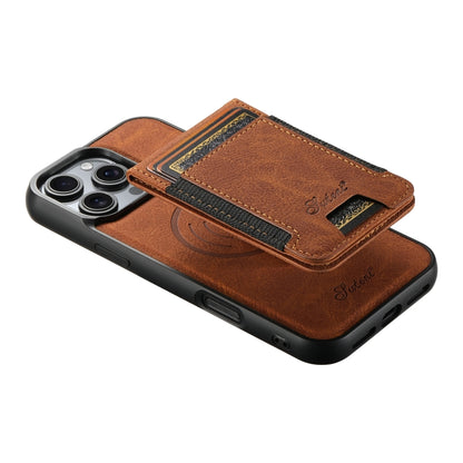 For iPhone 16 Pro Suteni H17 Litchi Texture Leather MagSafe Detachable Wallet Phone Case(Khaki) - iPhone 16 Pro Cases by Suteni | Online Shopping South Africa | PMC Jewellery | Buy Now Pay Later Mobicred