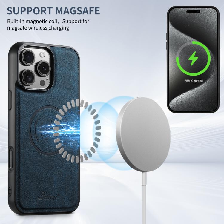 For iPhone 16e Suteni H17 Litchi Texture Leather MagSafe Detachable Wallet Phone Case(Blue) - free shipping - PMC TechLife - Order now!