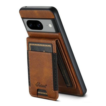 For Google Pixel 7 Suteni H17 Oil Eax Leather Detachable Wallet Phone Case(Brown) - Google Cases by Suteni | Online Shopping South Africa | PMC Jewellery | Buy Now Pay Later Mobicred