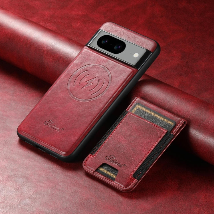 For Google Pixel 7 Suteni H17 Oil Eax Leather Detachable Wallet Phone Case(Red) - Google Cases by Suteni | Online Shopping South Africa | PMC Jewellery | Buy Now Pay Later Mobicred