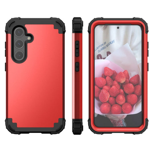 For Samsung Galaxy S24 5G 3 in 1 Silicone Hybrid PC Shockproof Phone Case(Red) - Galaxy S24 5G Cases by PMC Jewellery | Online Shopping South Africa | PMC Jewellery