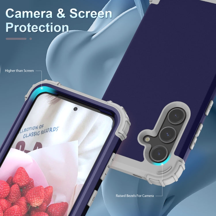 For Samsung Galaxy S24 5G 3 in 1 Silicone Hybrid PC Shockproof Phone Case(Blue) - Galaxy S24 5G Cases by PMC Jewellery | Online Shopping South Africa | PMC Jewellery