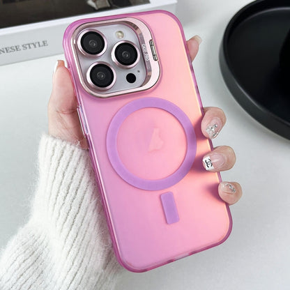 For iPhone 14 Pro MagSafe Lens Holder PC Hybrid TPU Phone Case(Pink) - iPhone 14 Pro Cases by PMC Jewellery | Online Shopping South Africa | PMC Jewellery