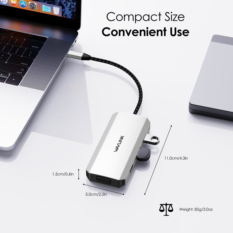 WAVLINK WL-UMD307 Type-C to 2DP + 4K HD + VGA + 3 x USB2.0 HUB Docking Station - USB HUB by WAVLINK | Online Shopping South Africa | PMC Jewellery | Buy Now Pay Later Mobicred