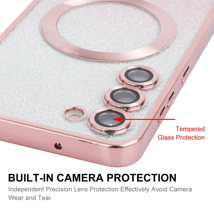 For Samsung Galaxy S25+ 5G ENKAY Hat-Prince Magnetic Glitter Plated TPU Phone Case with Lens Film(Silver) - Galaxy S25+ 5G Cases by ENKAY | Online Shopping South Africa | PMC Jewellery | Buy Now Pay Later Mobicred