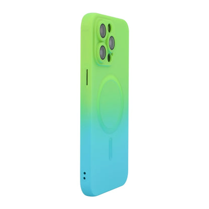 For iPhone 16 Pro ENKAY Hat-Prince MagSafe Rainbow Gradient Silicone Phone Case with Lens Film(Green Blue) - iPhone 16 Pro Cases by ENKAY | Online Shopping South Africa | PMC Jewellery | Buy Now Pay Later Mobicred