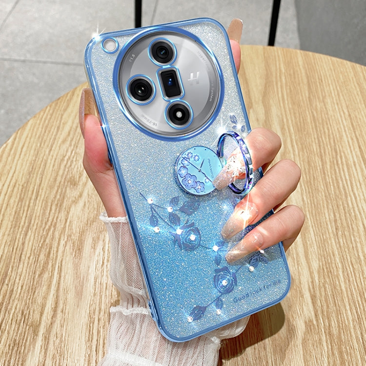 For OPPO Find X7 Gradient Glitter Immortal Flower Ring All-inclusive Phone Case(Blue) - Find X7 Cases by PMC Jewellery | Online Shopping South Africa | PMC Jewellery | Buy Now Pay Later Mobicred