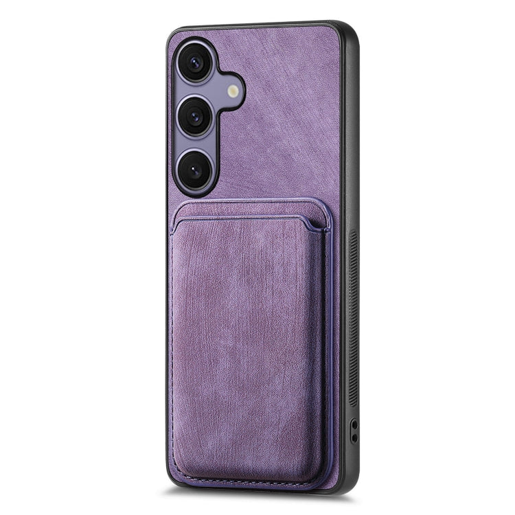 For Samsung Galaxy S25 5G Retro Leather Card Bag Magnetic Phone Case(Purple) - Galaxy S25 5G Cases by PMC Jewellery | Online Shopping South Africa | PMC Jewellery | Buy Now Pay Later Mobicred