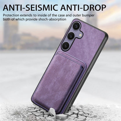 For Samsung Galaxy S25 5G Retro Leather Card Bag Magnetic Phone Case(Purple) - Galaxy S25 5G Cases by PMC Jewellery | Online Shopping South Africa | PMC Jewellery | Buy Now Pay Later Mobicred