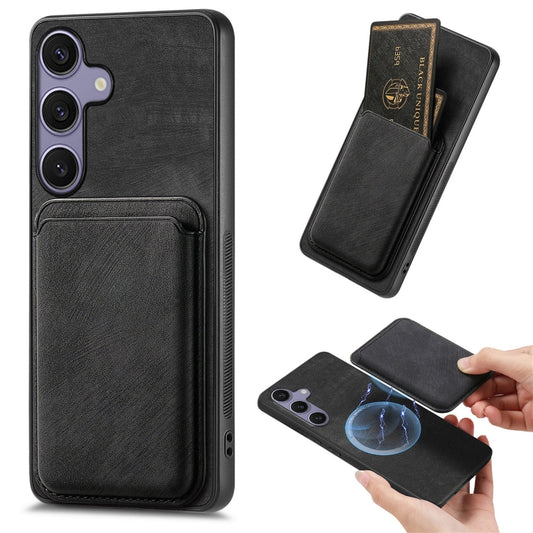 For Samsung Galaxy S25 5G Retro Leather Card Bag Magnetic Phone Case(Black) - Galaxy S25 5G Cases by PMC Jewellery | Online Shopping South Africa | PMC Jewellery | Buy Now Pay Later Mobicred