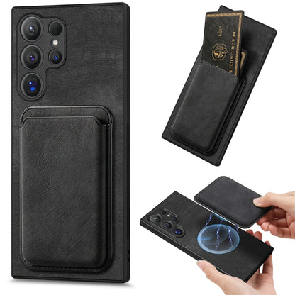 For Samsung Galaxy S25 Ultra 5G Retro Leather Card Bag Magnetic Phone Case(Black) - Galaxy S25 Ultra 5G Cases by PMC Jewellery | Online Shopping South Africa | PMC Jewellery | Buy Now Pay Later Mobicred