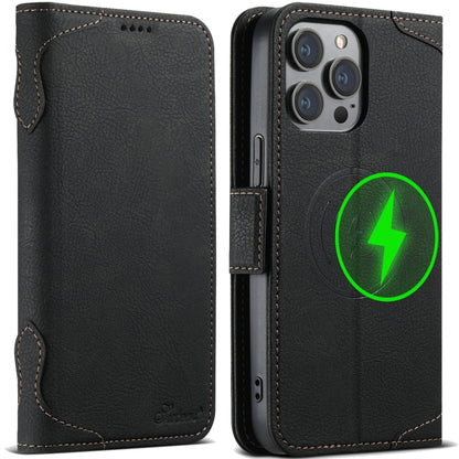 For iPhone 12 / 12 Pro SUTENI J07 Multifunctional Horizontal Flip Magsafe Leather Phone Case(Black) - iPhone 12 / 12 Pro Cases by Suteni | Online Shopping South Africa | PMC Jewellery | Buy Now Pay Later Mobicred