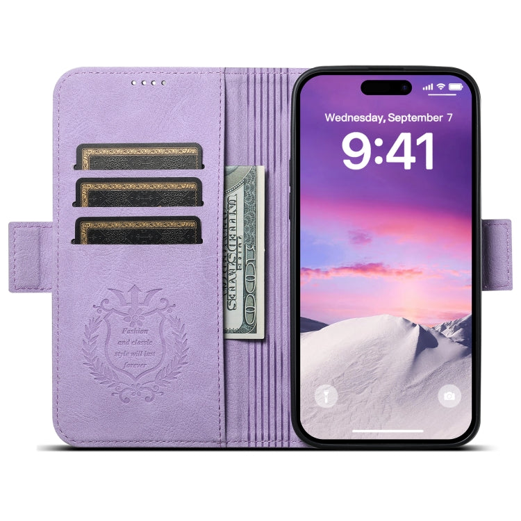 For iPhone 12 / 12 Pro SUTENI J07 Multifunctional Horizontal Flip Magsafe Leather Phone Case(Purple) - iPhone 12 / 12 Pro Cases by Suteni | Online Shopping South Africa | PMC Jewellery | Buy Now Pay Later Mobicred